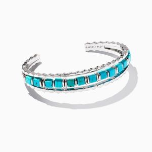 Ember Silver Triple Cuff Bracelet in Variegated Turquoise Magnesite